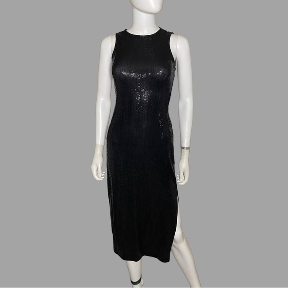 bebe Black Sequin Midi Dress - Picture 4 of 8